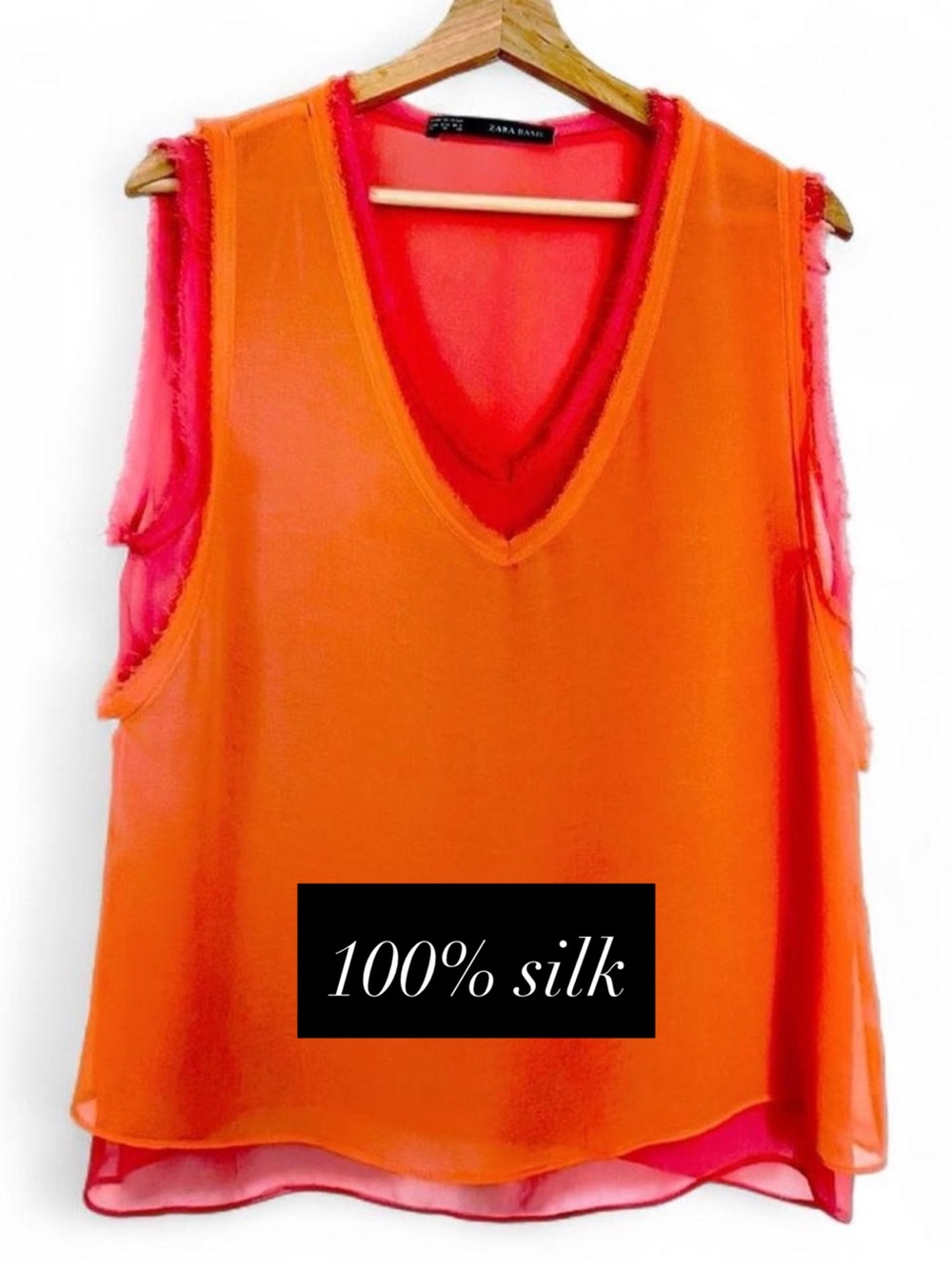 Y2K 100% Silk Lightweight Colour Block Sleeveless Tank Top Zara Size Medium
